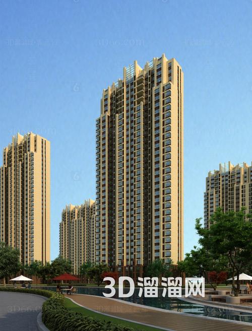 现代住宅区溜溜3d模型